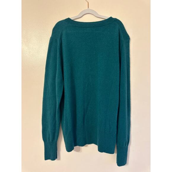 J. Crew Soft 100% Cashmere Teal Green Unisex Crew Neck Pullover Sweater Size L - Picture 2 of 6